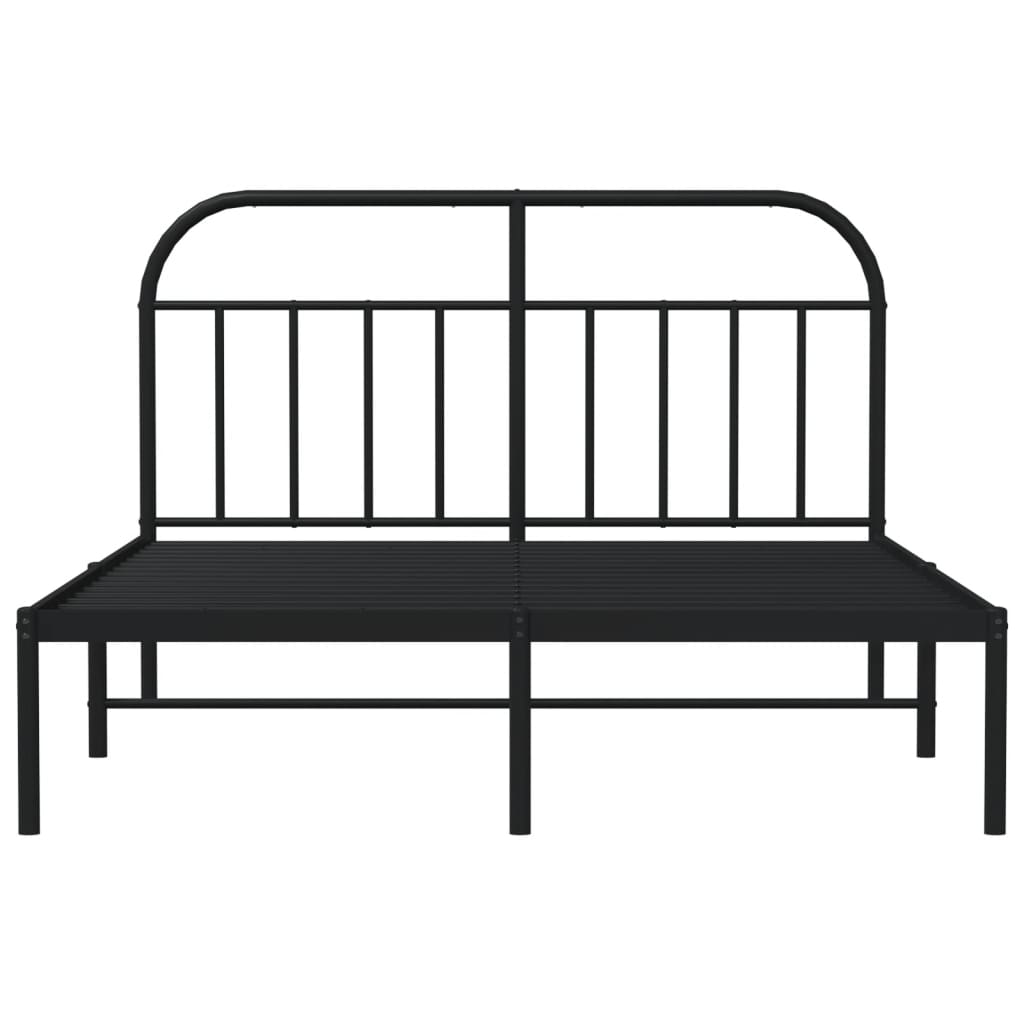 Metal Bed Frame without Mattress with Headboard Black 135x190 cm