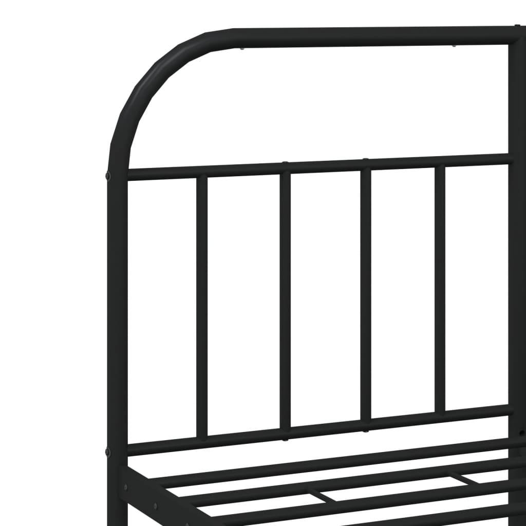 Metal Bed Frame without Mattress with Headboard Black 135x190 cm