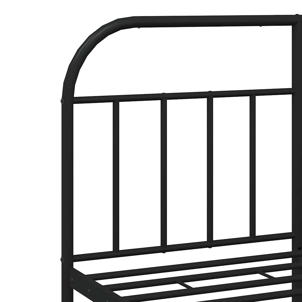 Metal Bed Frame without Mattress with Footboard Black 150x200 cm