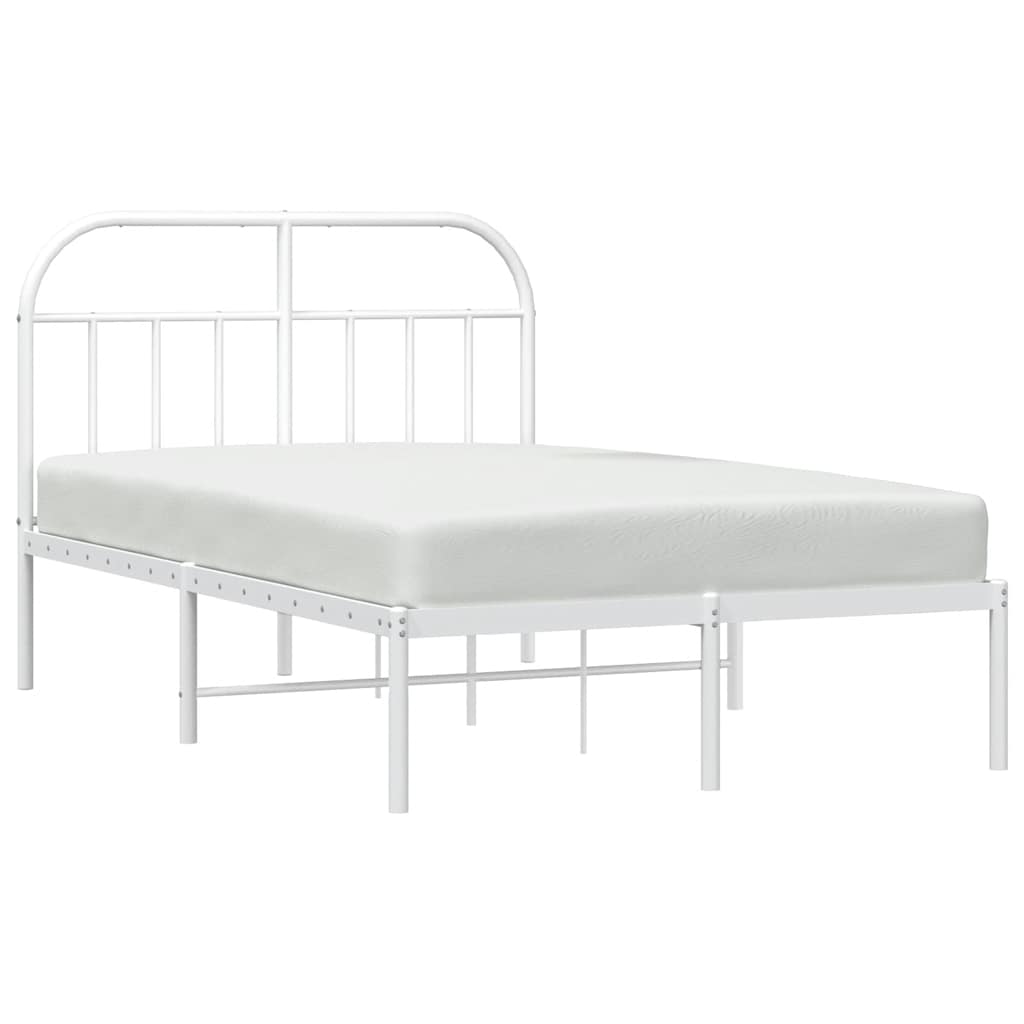 Metal Bed Frame without Mattress with Headboard White 135x190 cm