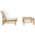 2 Piece Garden Lounge Set with Cream White Cushions Bamboo
