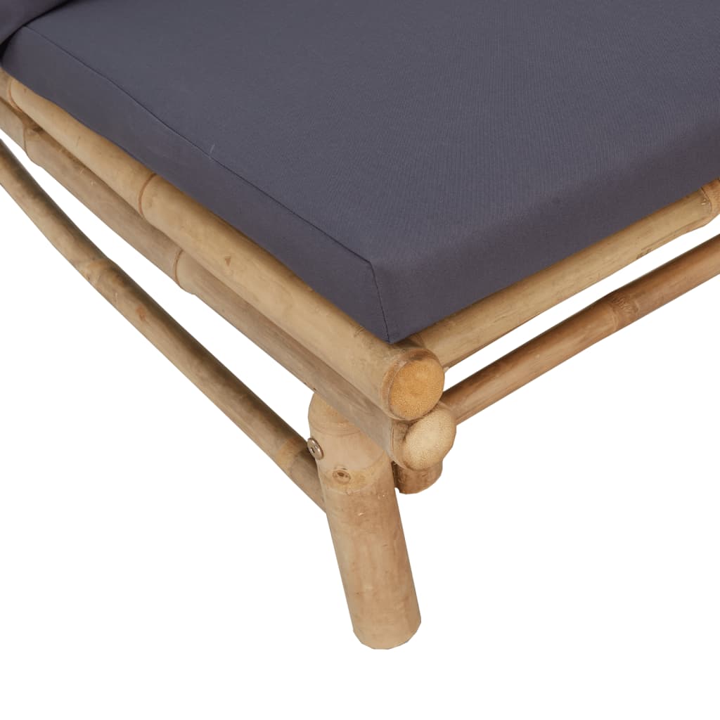 Garden Bench with Dark Grey Cushions Bamboo