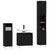 3 Piece Bathroom Cabinet Set Black Engineered Wood