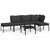 6 Piece Garden Lounge Set with Grey Cushions Steel