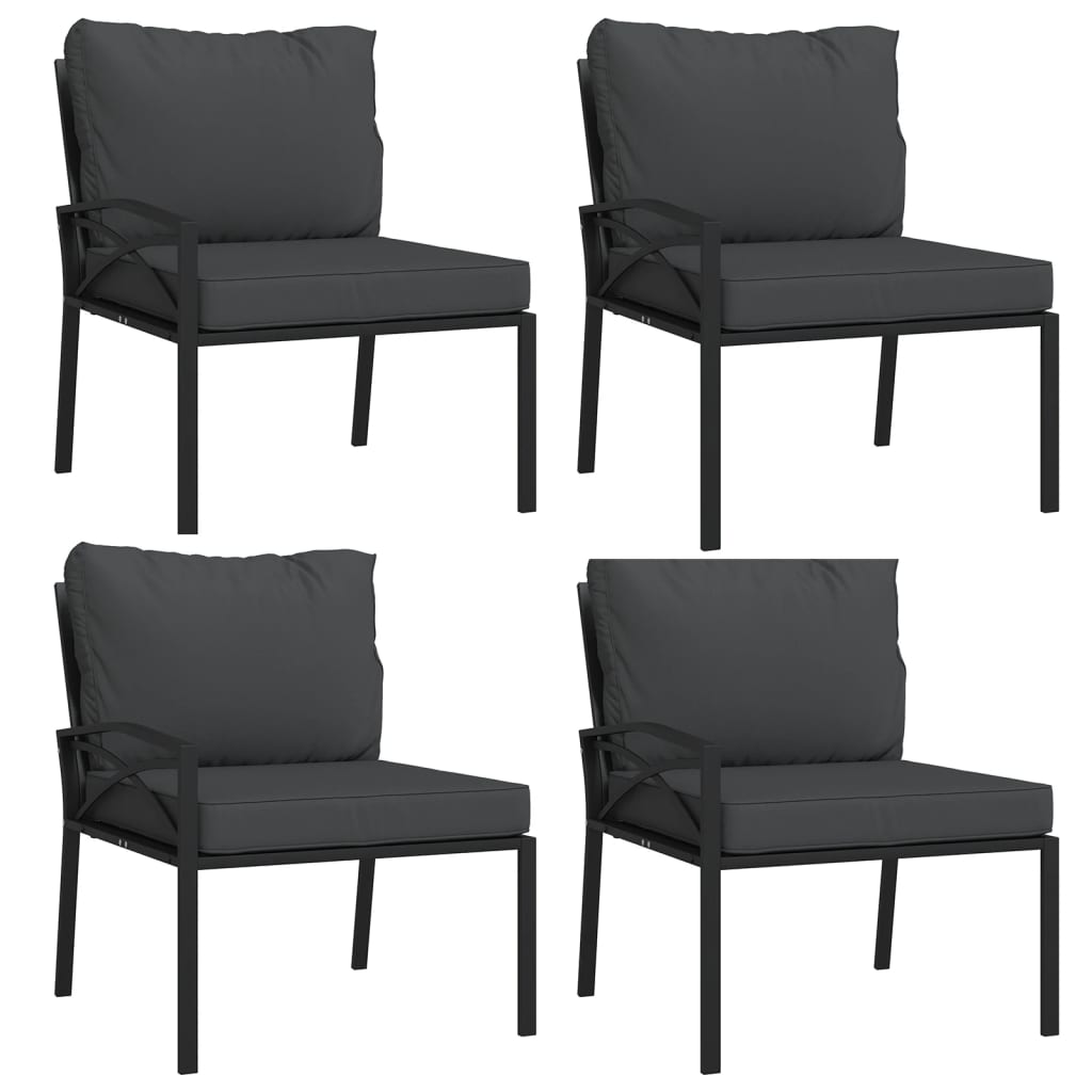 11 Piece Garden Lounge Set with Grey Cushions Steel