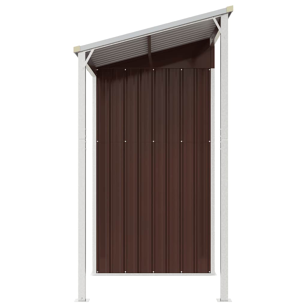 Garden Shed with Extended Roof Brown 277x107x181 cm Steel