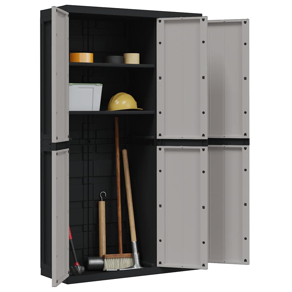 Outdoor Storage Cabinet Grey and Black 97x37x165 cm PP