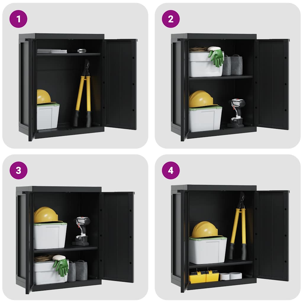 Outdoor Storage Cabinet Black 65x37x85 cm PP