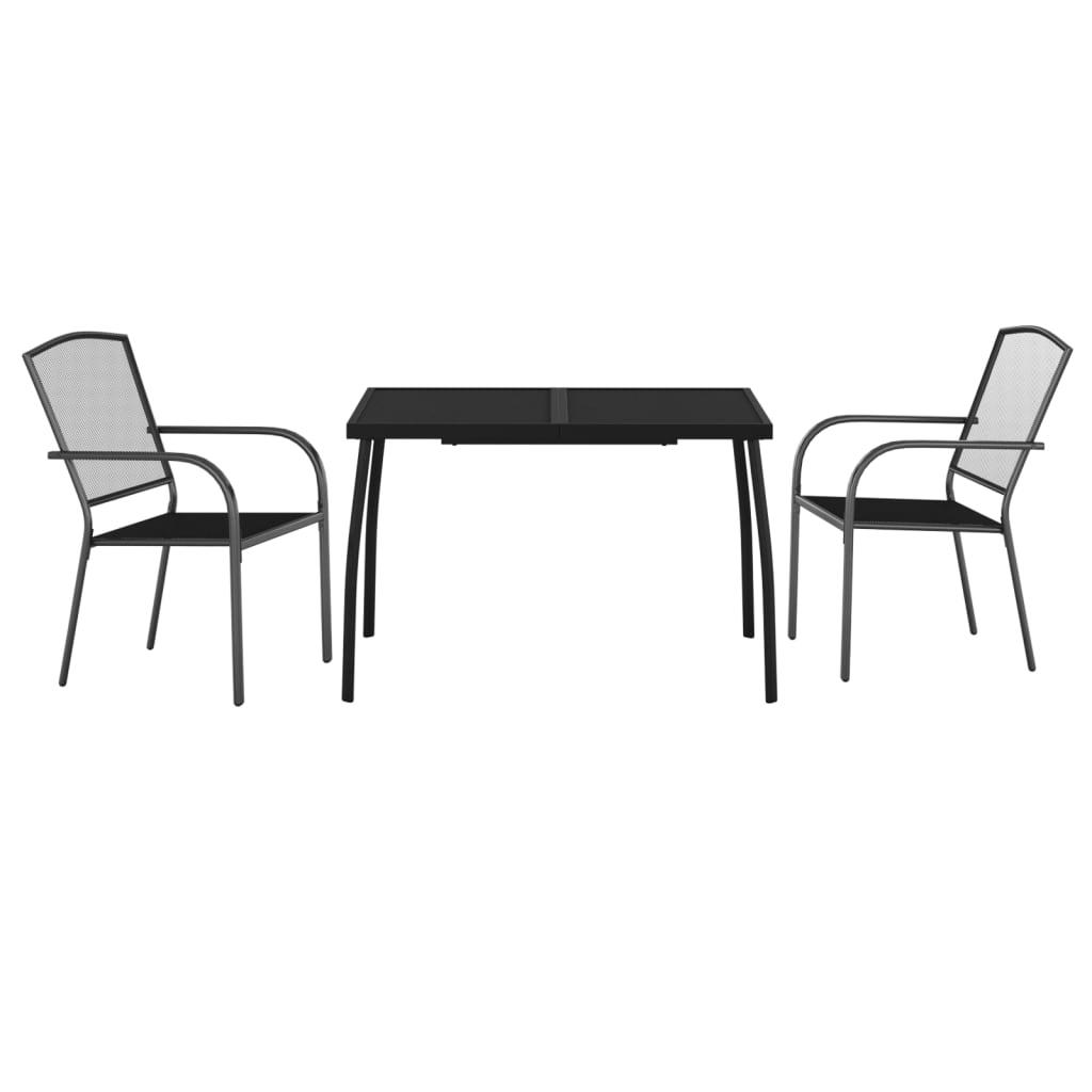 3 Piece Garden Dining Set Anthracite Steel