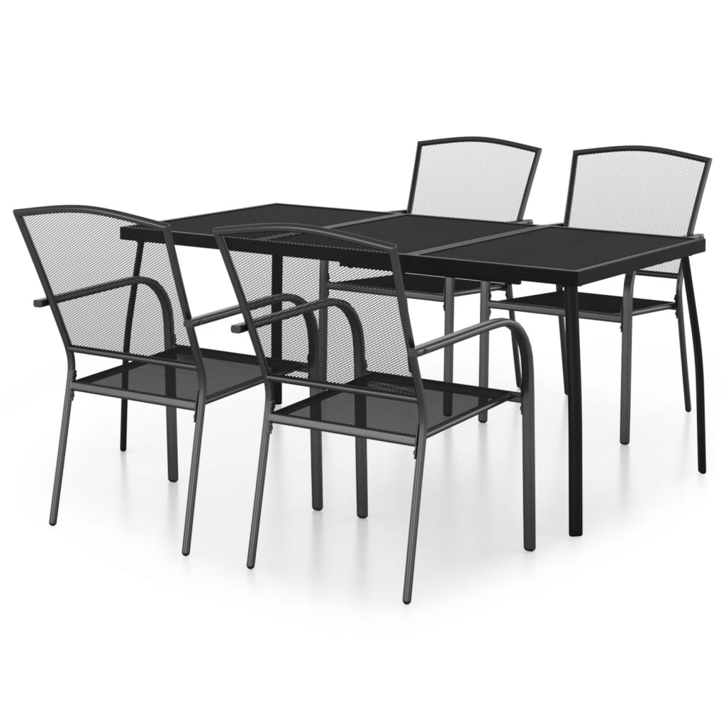 5 Piece Garden Dining Set Anthracite Steel