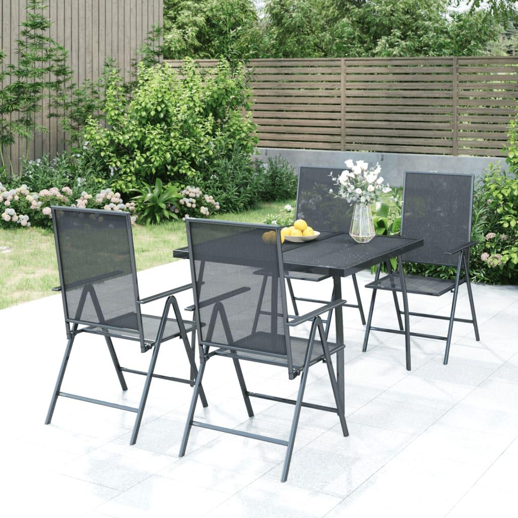 5 Piece Garden Dining Set Anthracite Steel