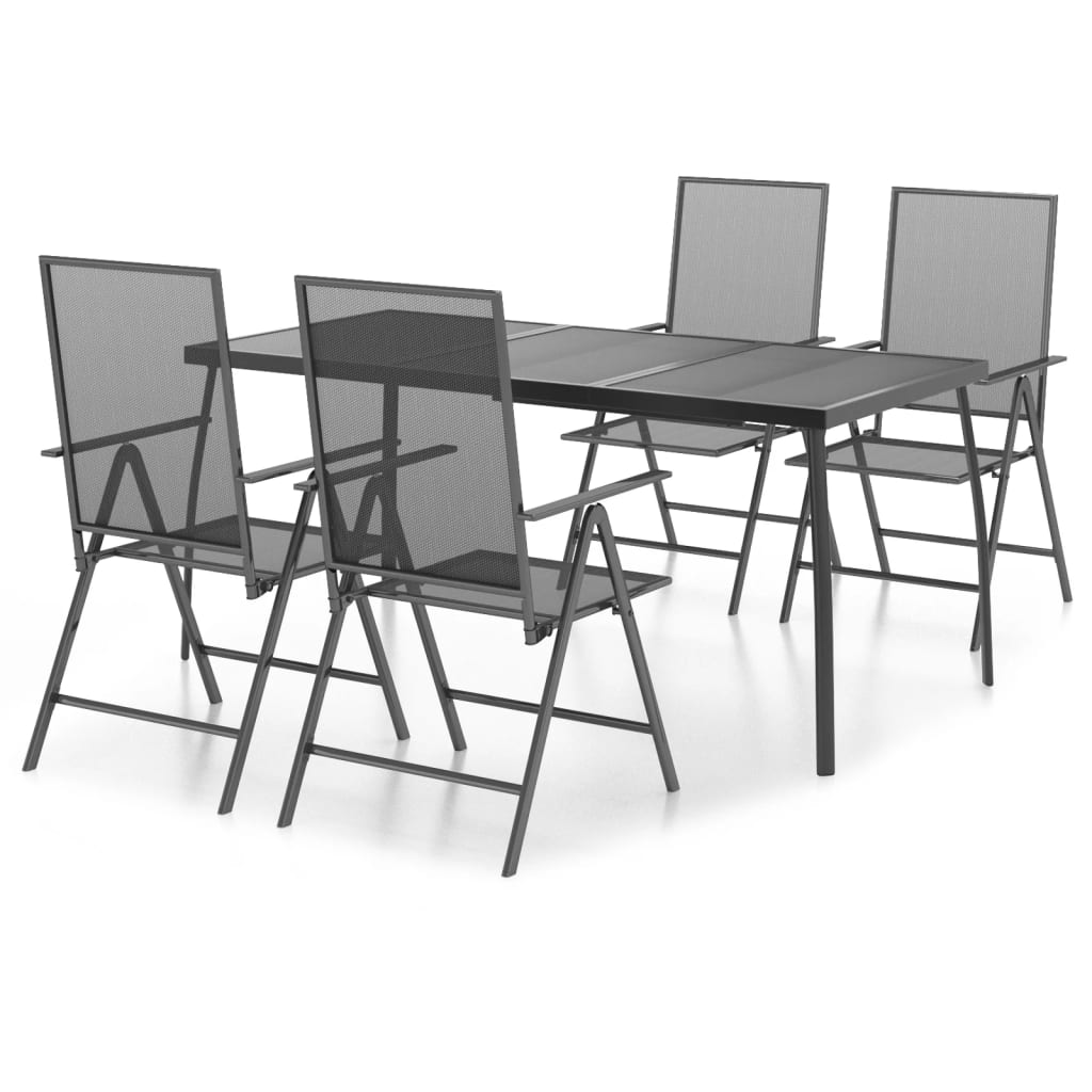 5 Piece Garden Dining Set Anthracite Steel