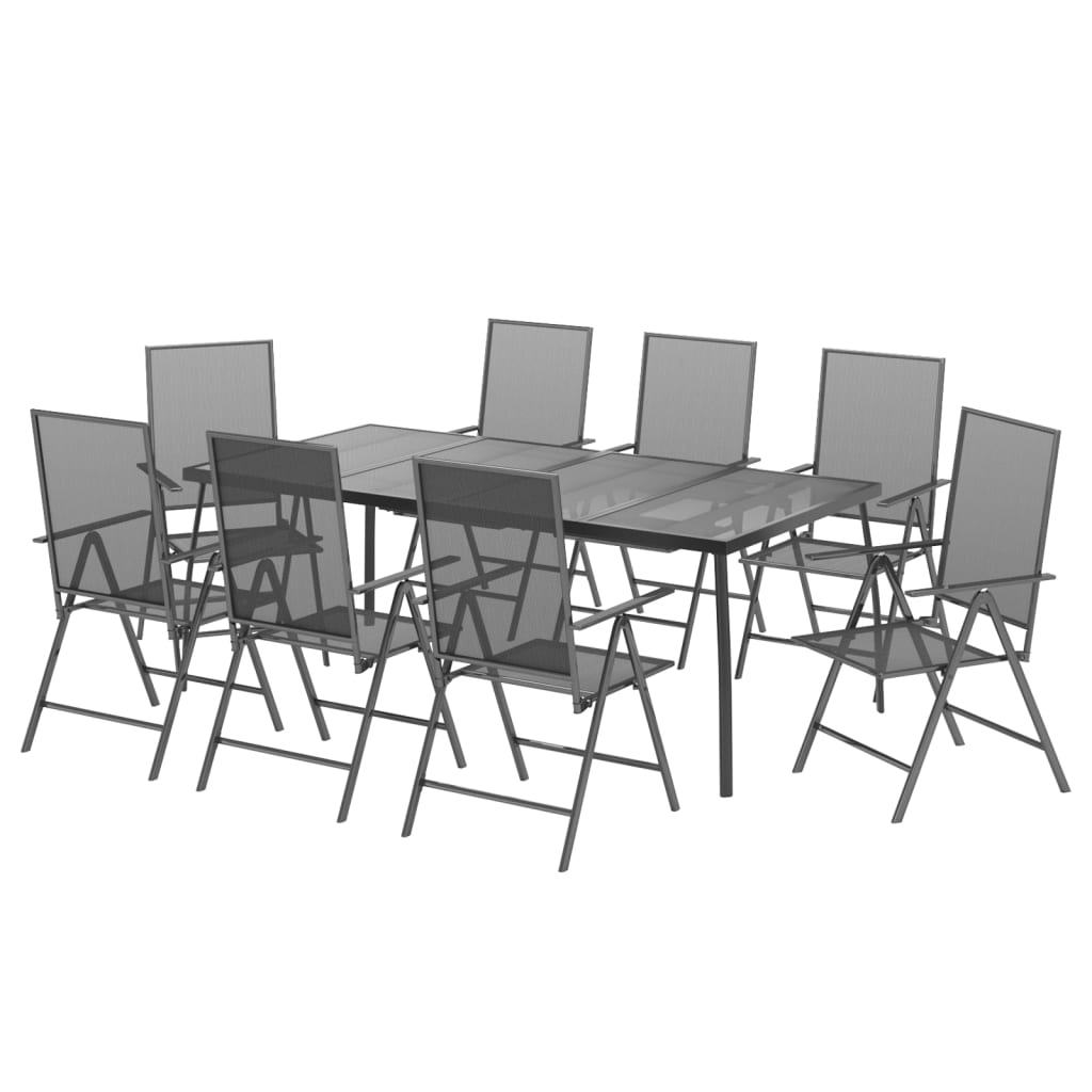 9 Piece Garden Dining Set Anthracite Steel