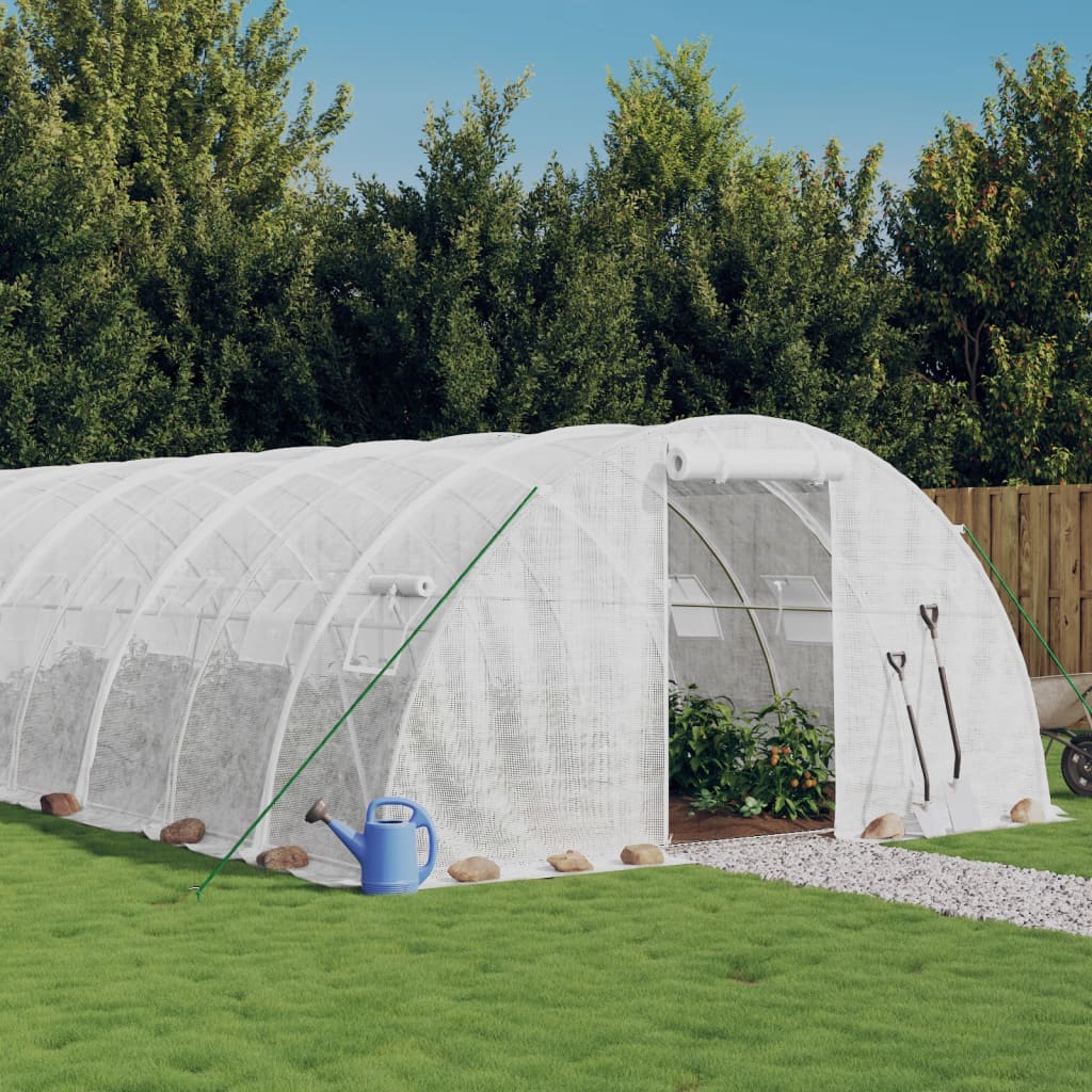 Greenhouse with Steel Frame White 32 m² 8x4x2 m