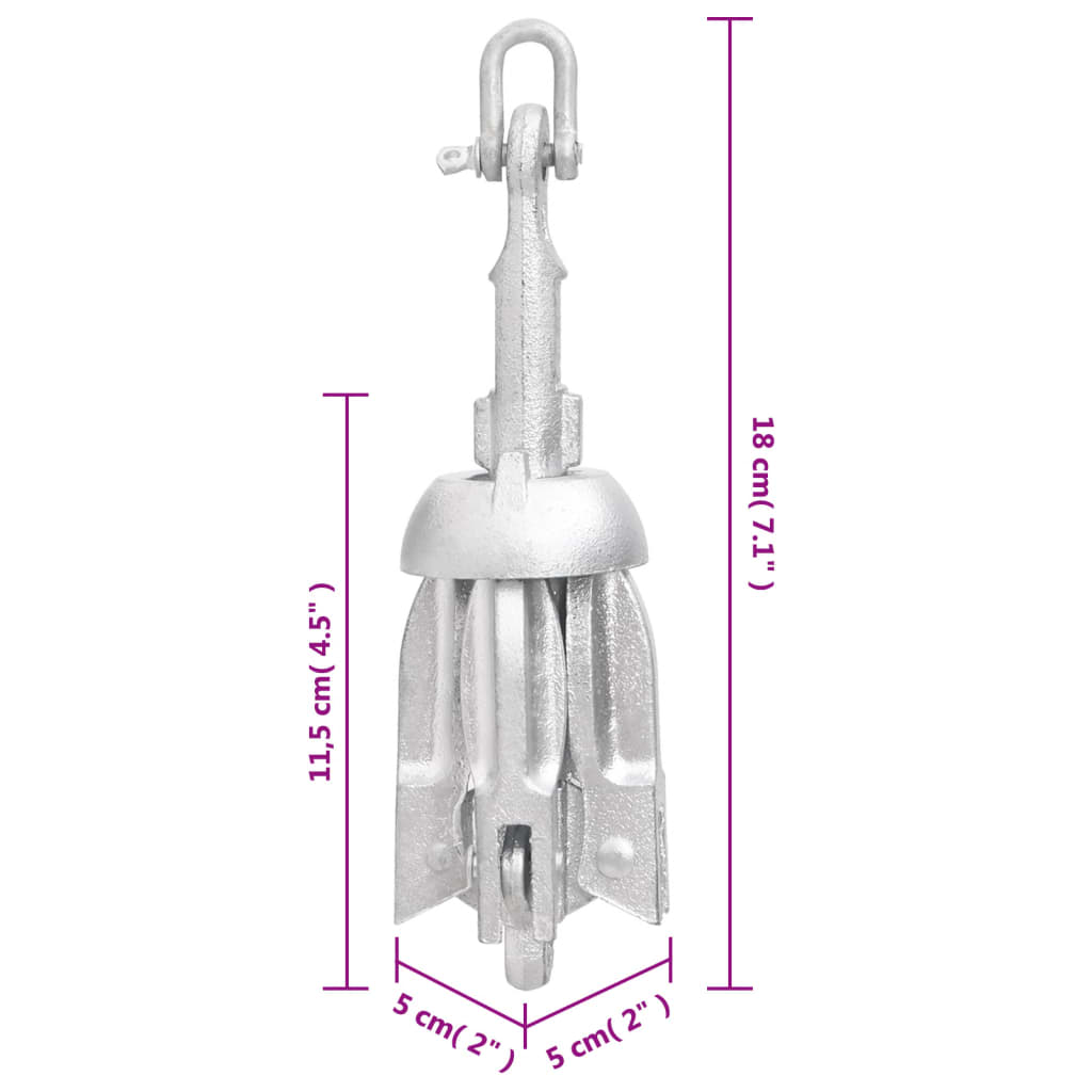 Folding Anchor Silver 0.7 kg Hot Dip Galvanized Cast Iron