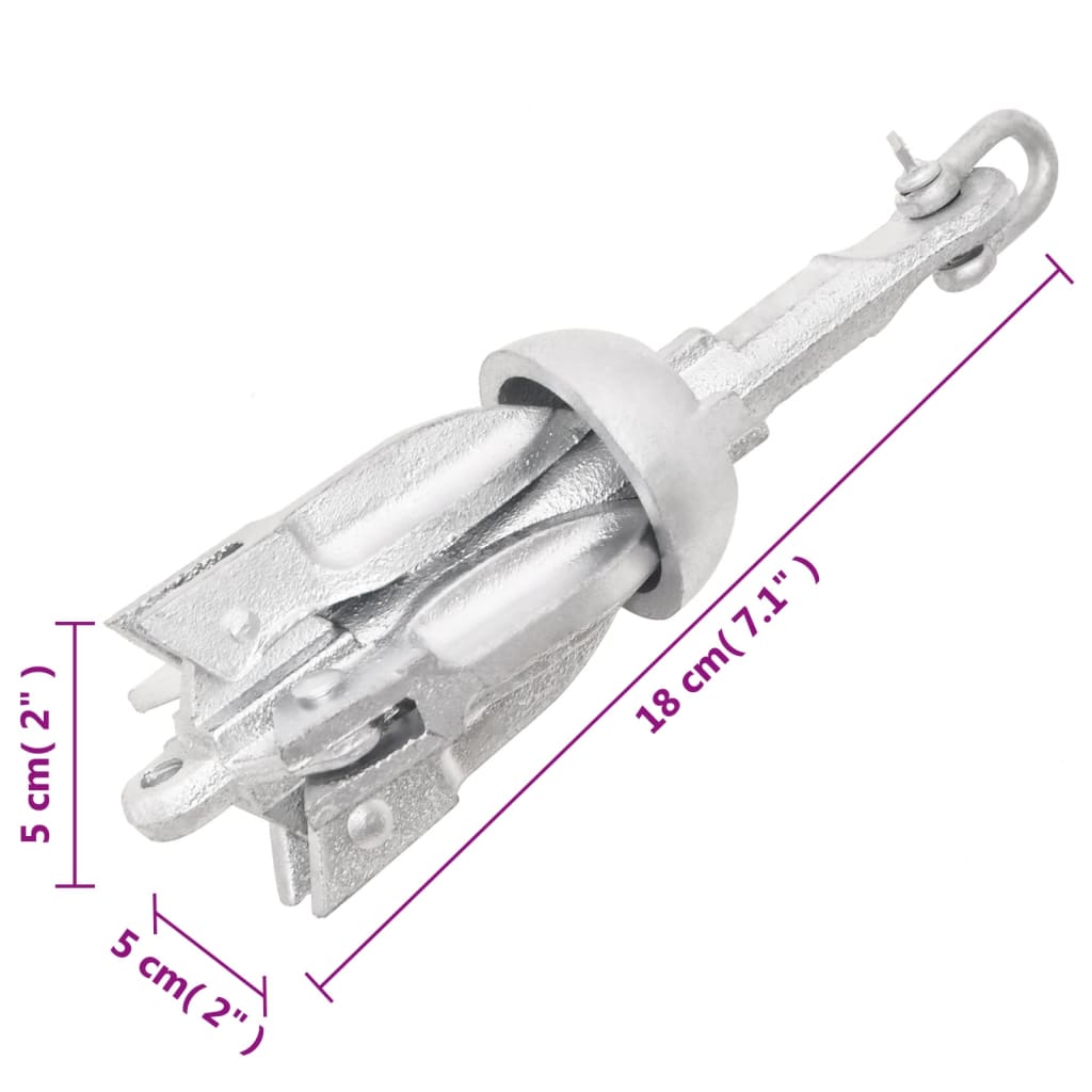 Folding Anchor Silver 0.7 kg Hot Dip Galvanized Cast Iron