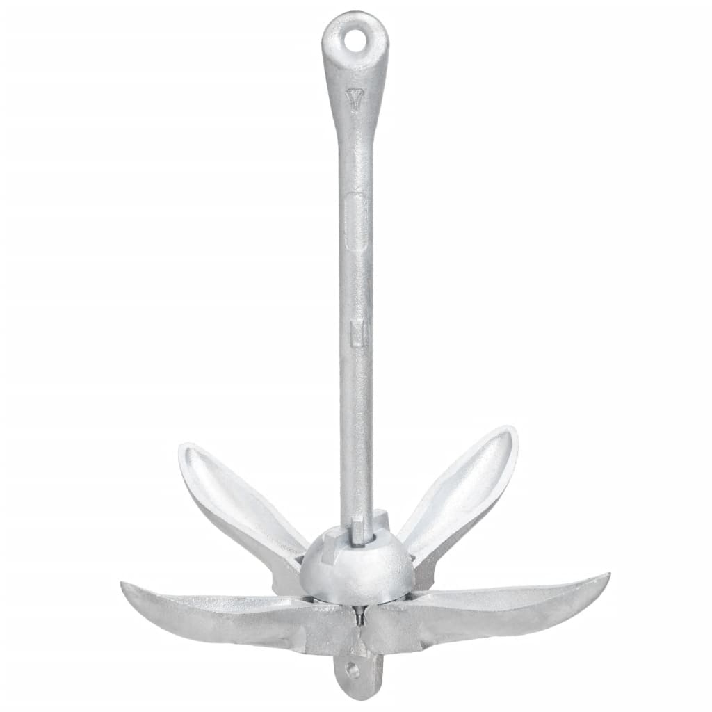 Folding Anchor with Rope Silver 8 kg Hot Dip Galvanized Cast Iron