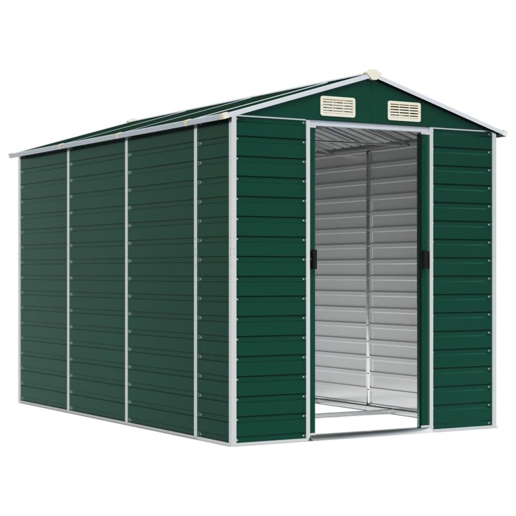 Garden Shed Green 191x300x198 cm Galvanised Steel