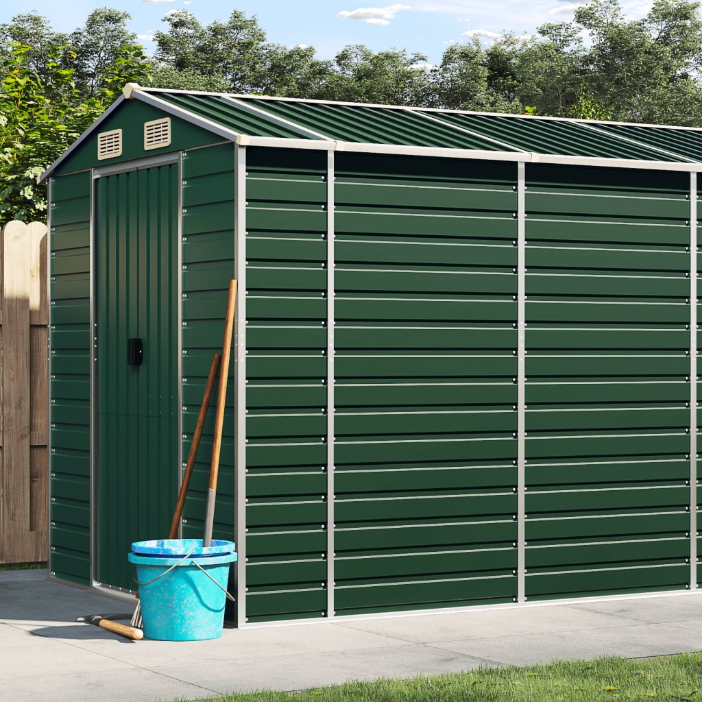 Garden Shed Green 191x640x198 cm Galvanised Steel