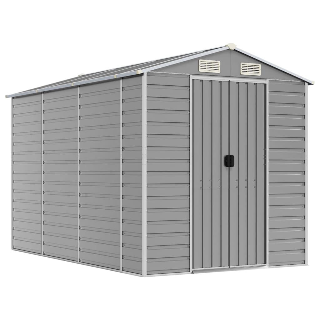 Garden Shed Light Grey 191x300x198 cm Galvanised Steel