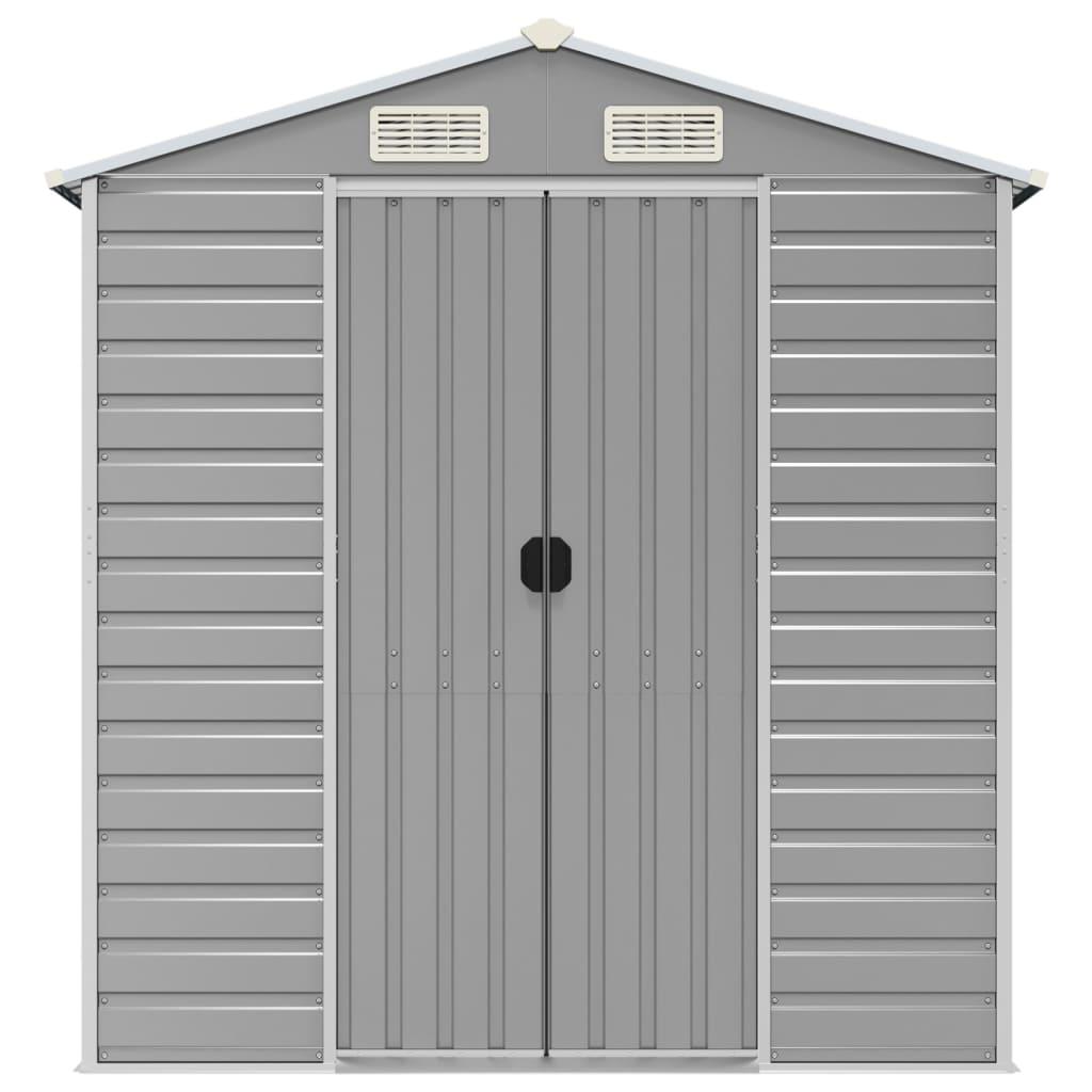 Garden Shed Light Grey 191x385x198 cm Galvanised Steel