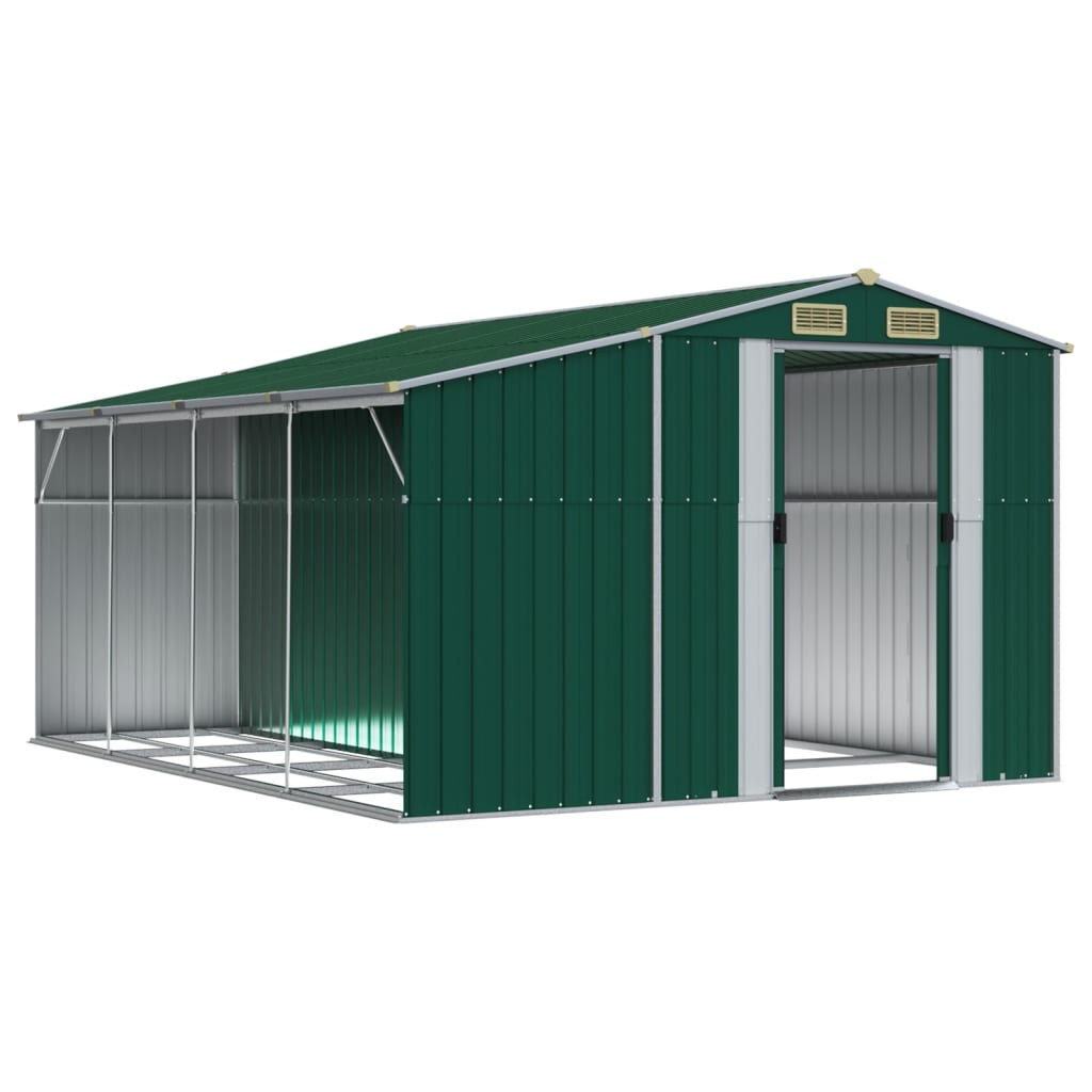 Garden Shed Green 277x365.5x179 cm Galvanised Steel