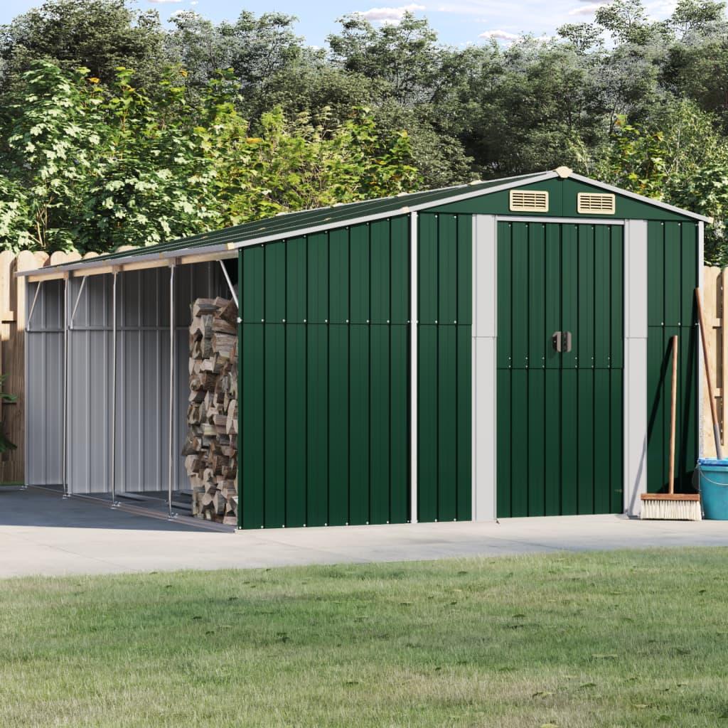 Garden Shed Green 277x365.5x179 cm Galvanised Steel