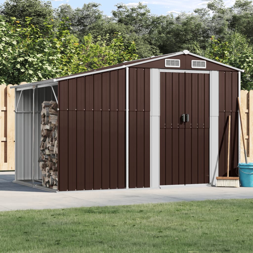 Garden Shed Brown 277x192.5x179 cm Galvanised Steel