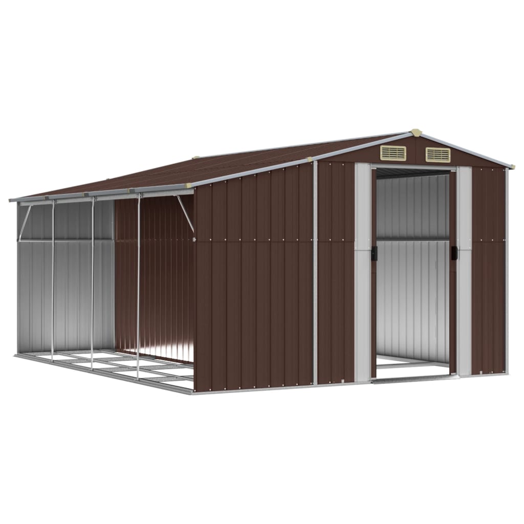 Garden Shed Brown 277x365.5x179 cm Galvanised Steel