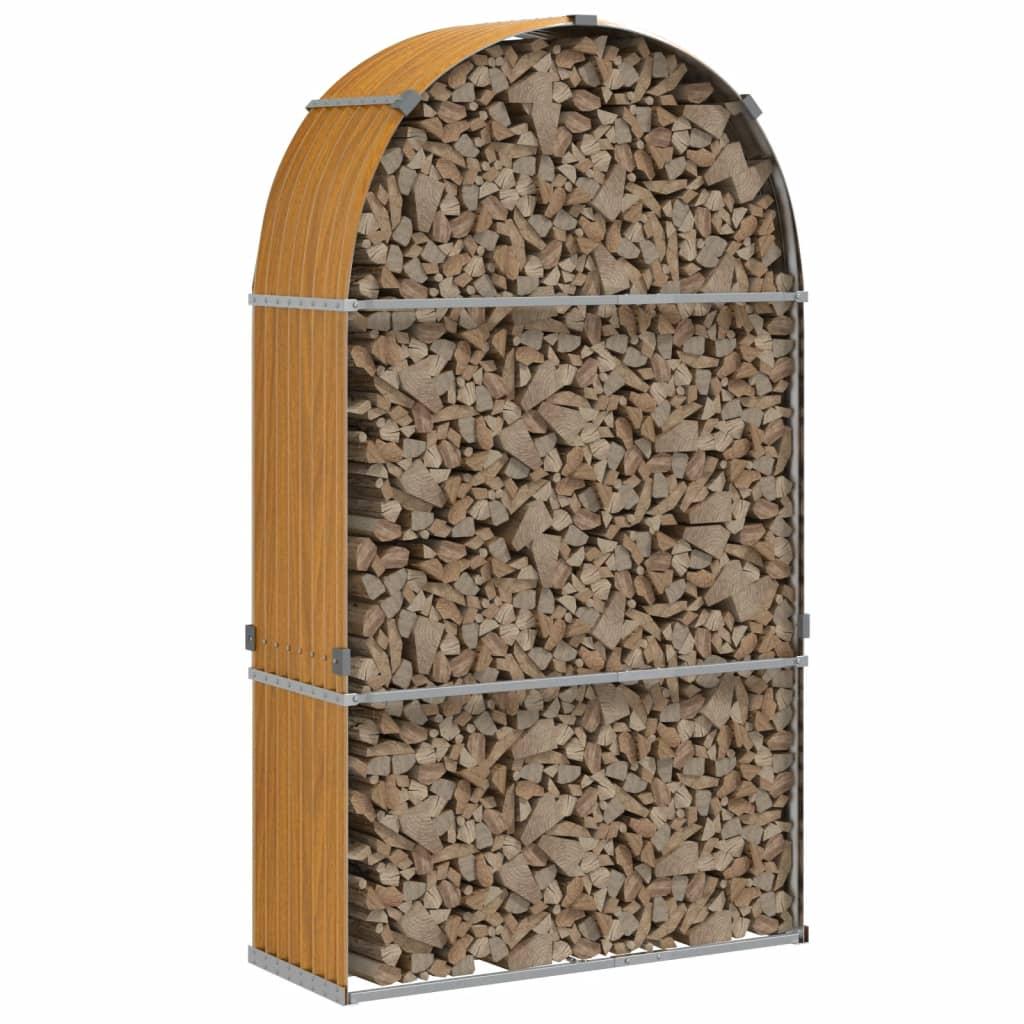 Log Holder Wood Look 120x45x210 cm Galvanised Steel