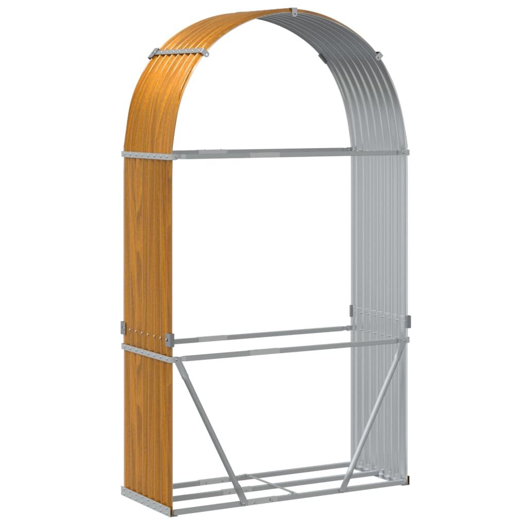 Log Holder Wood Look 120x45x210 cm Galvanised Steel
