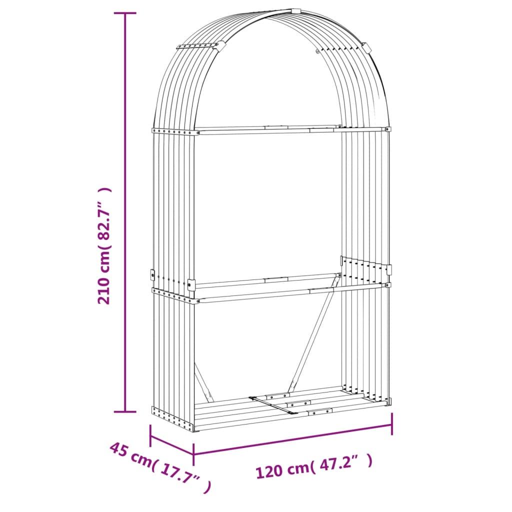 Log Holder Wood Look 120x45x210 cm Galvanised Steel