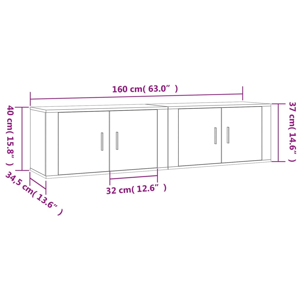 Wall-mounted TV Cabinets 2 pcs White 80x34.5x40 cm