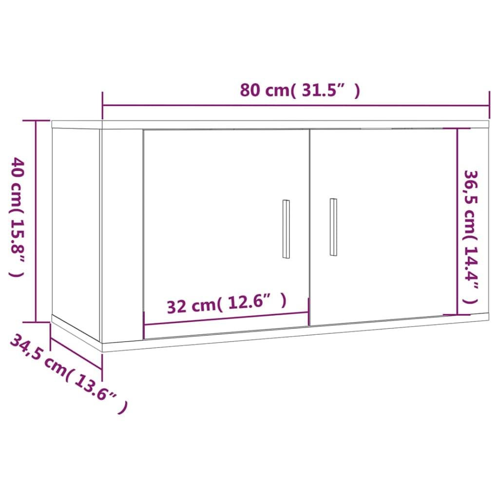 Wall-mounted TV Cabinets 2 pcs High Gloss White 80x34.5x40 cm