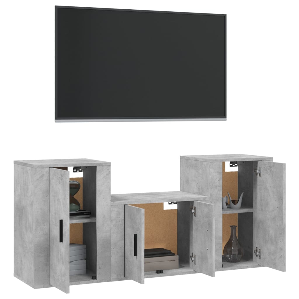 3 Piece TV Cabinet Set Concrete Grey Engineered Wood