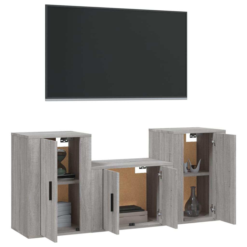 3 Piece TV Cabinet Set Grey Sonoma Engineered Wood