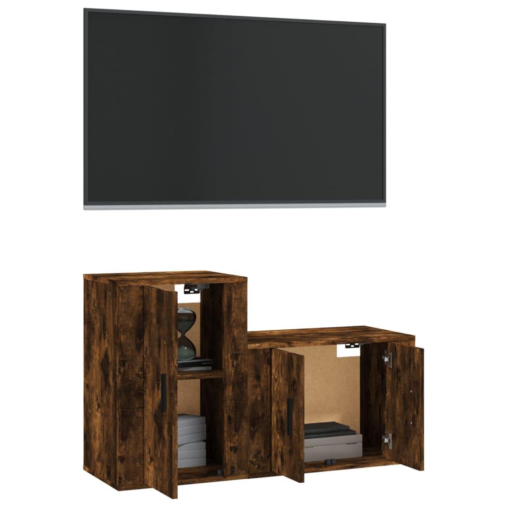 2 Piece TV Cabinet Set Smoked Oak Engineered Wood