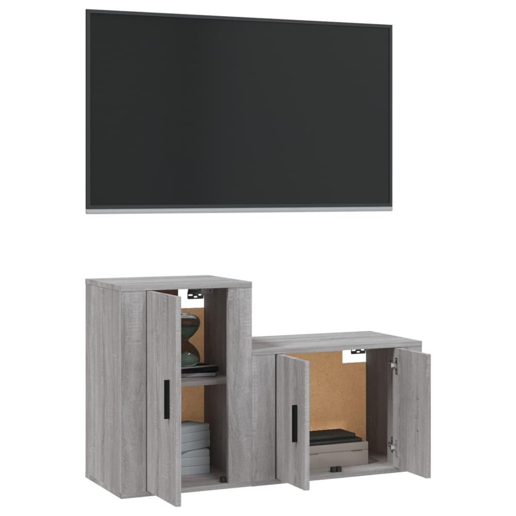 2 Piece TV Cabinet Set Grey Sonoma Engineered Wood