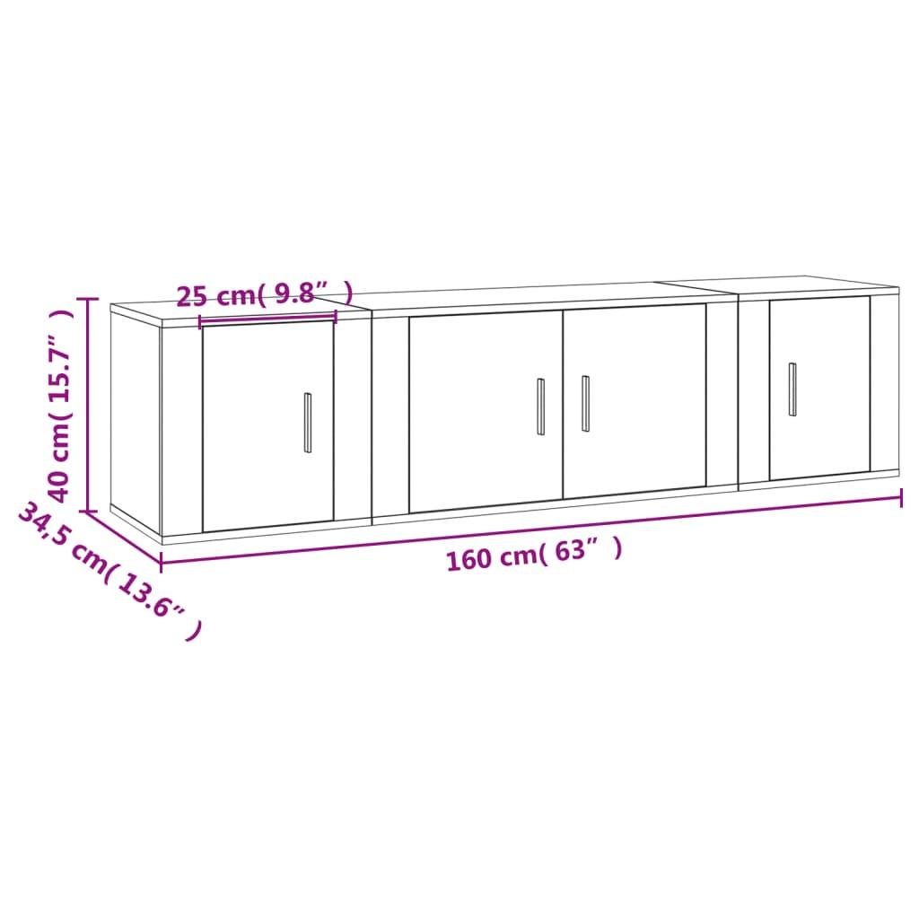 3 Piece TV Cabinet Set White Engineered Wood