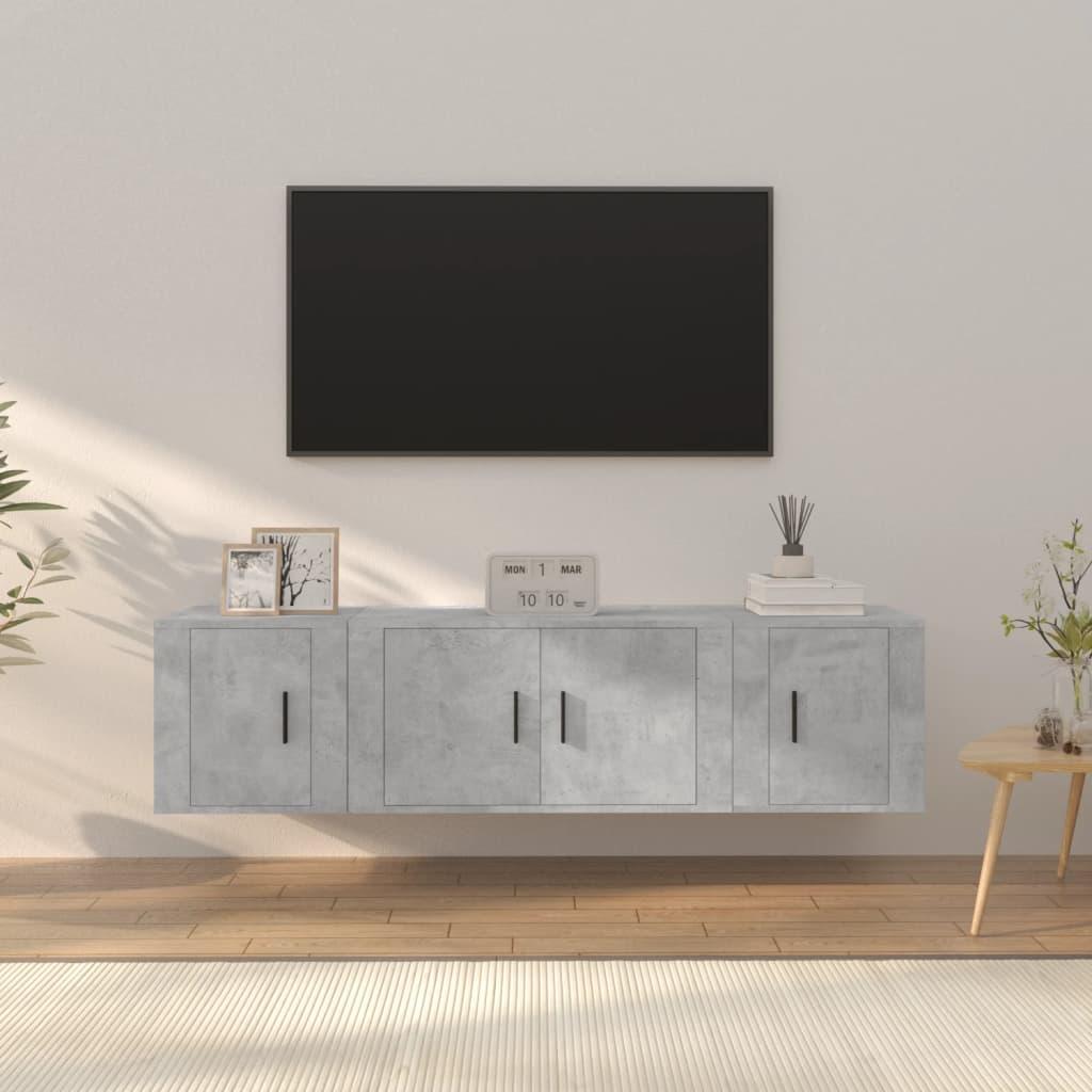 3 Piece TV Cabinet Set Concrete Grey Engineered Wood