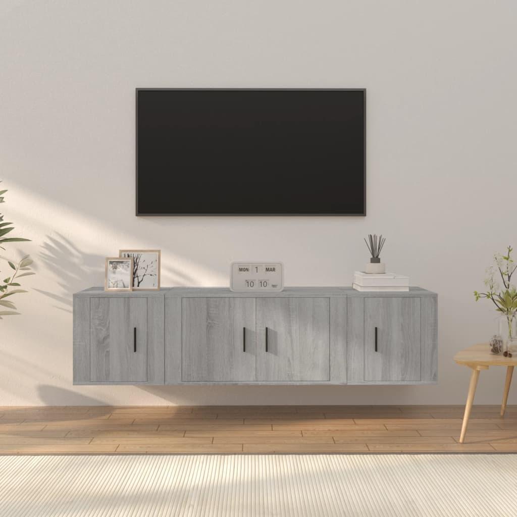 3 Piece TV Cabinet Set Grey Sonoma Engineered Wood