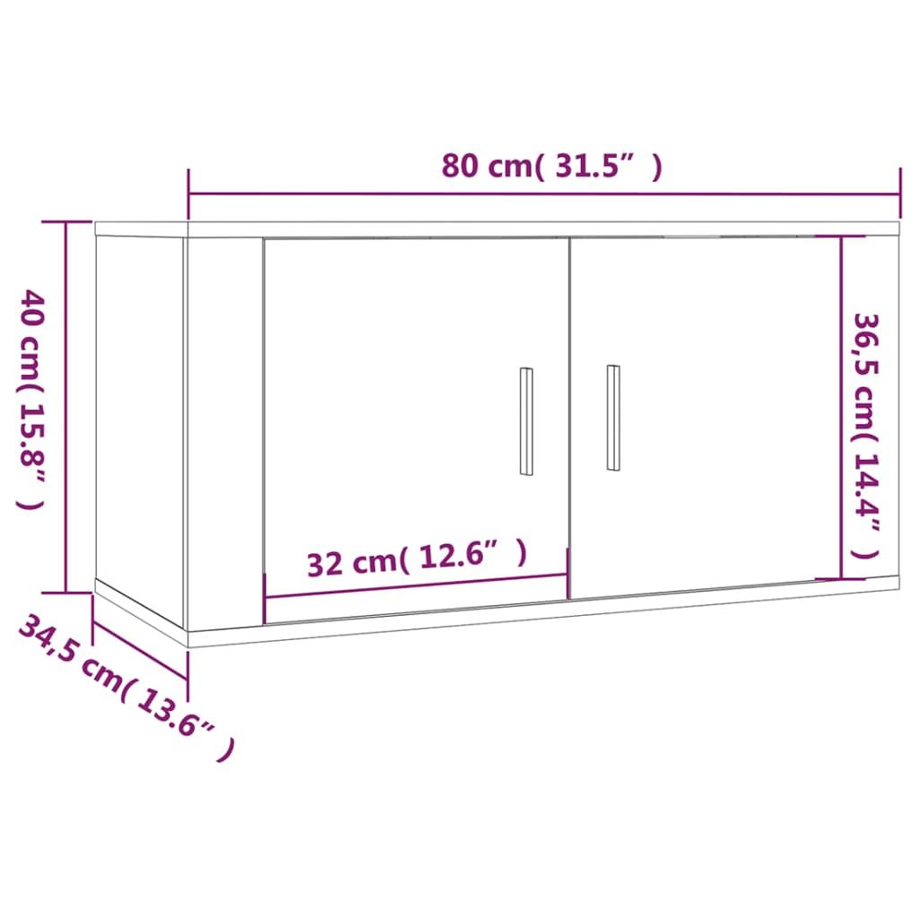 2 Piece TV Cabinet Set High Gloss White Engineered Wood