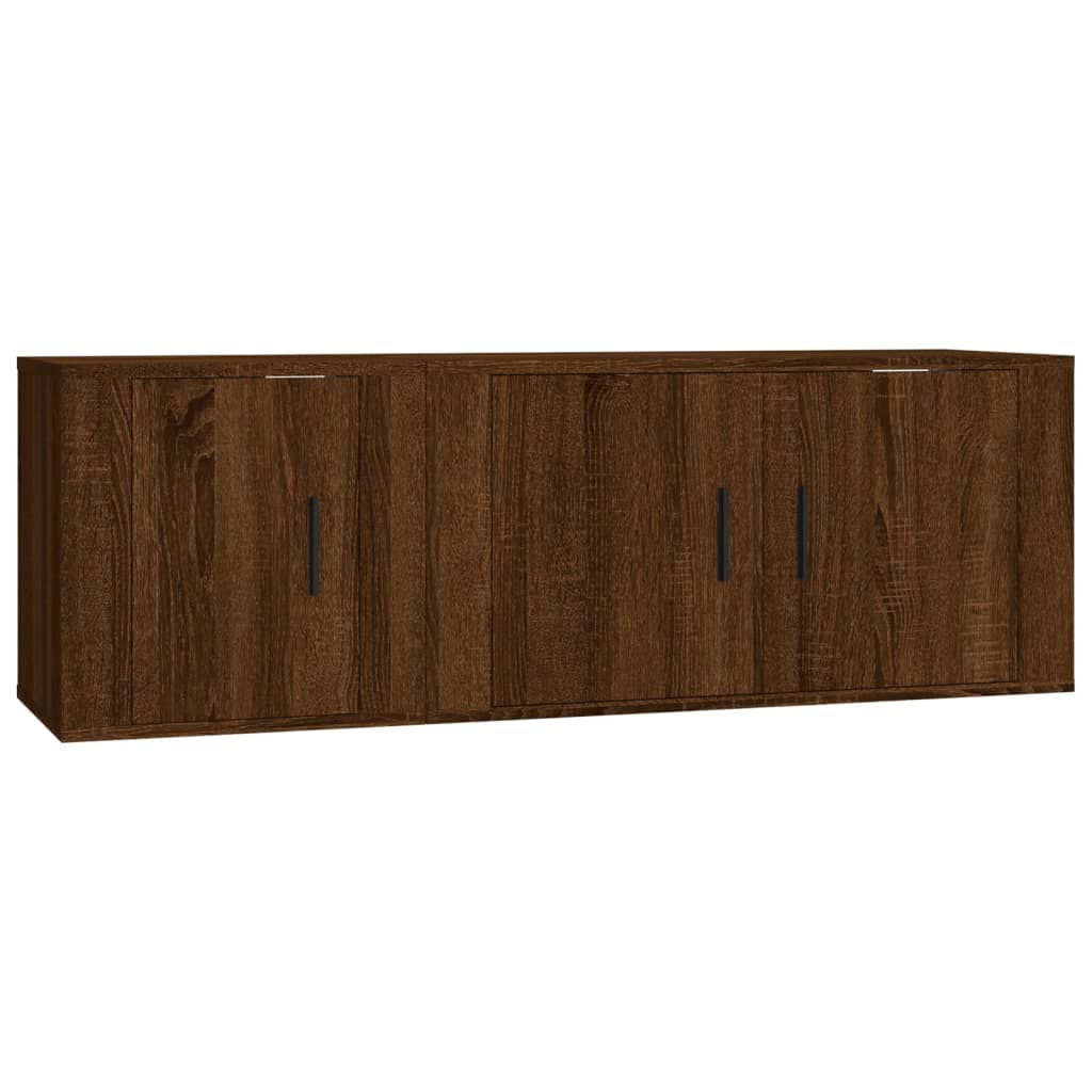 2 Piece TV Cabinet Set Brown Oak Engineered Wood