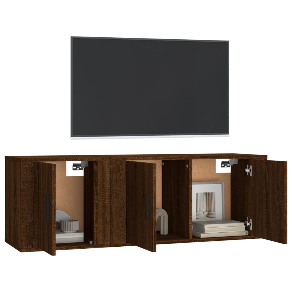 2 Piece TV Cabinet Set Brown Oak Engineered Wood