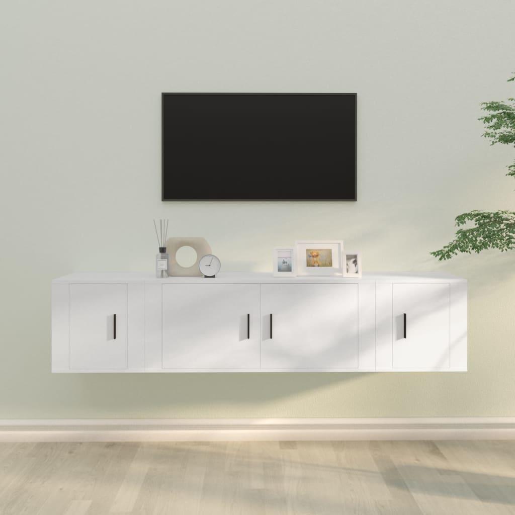 3 Piece TV Cabinet Set White Engineered Wood