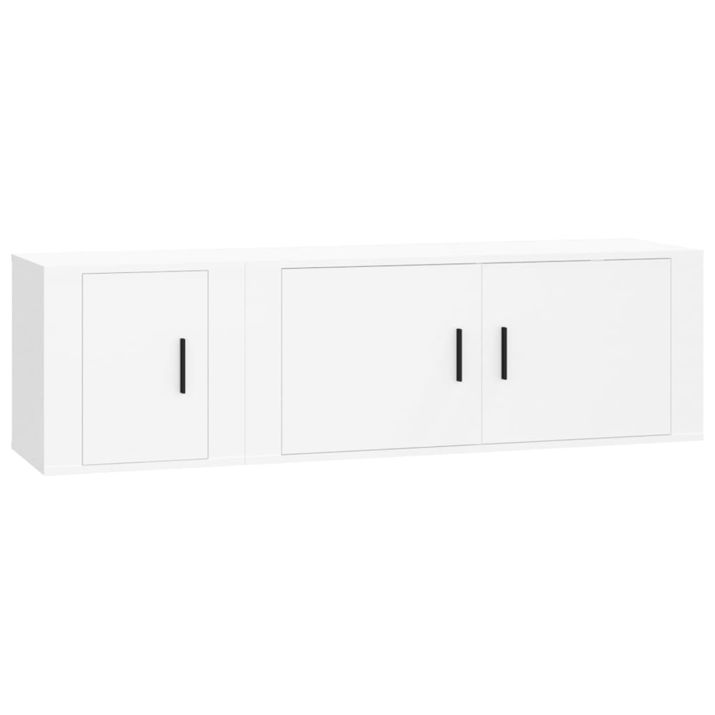 2 Piece TV Cabinet Set White Engineered Wood