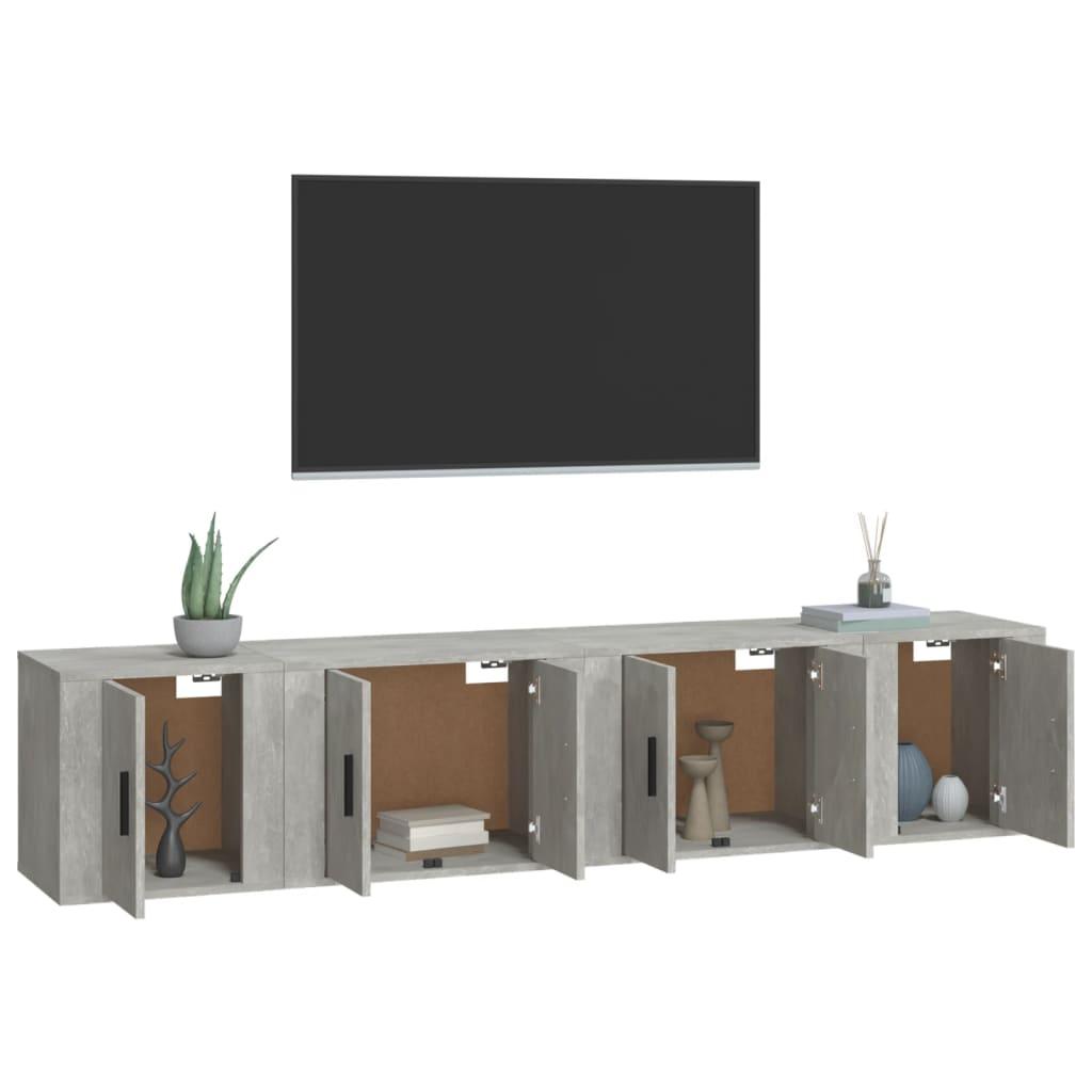 4 Piece TV Cabinet Set Concrete Grey Engineered Wood