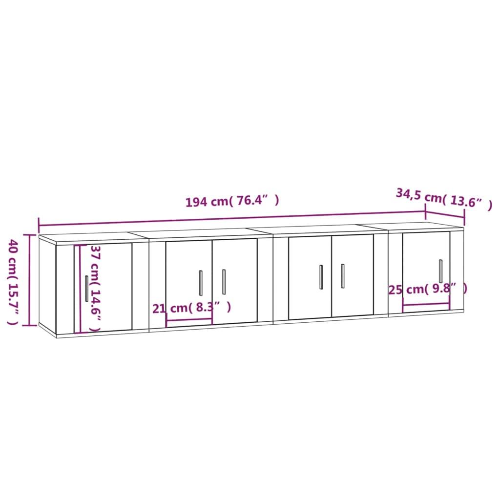 4 Piece TV Cabinet Set Concrete Grey Engineered Wood