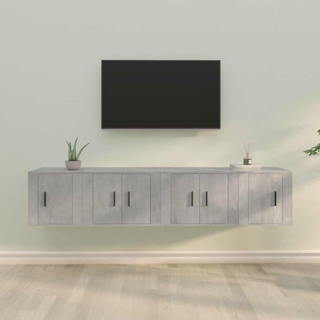 4 Piece TV Cabinet Set Concrete Grey Engineered Wood