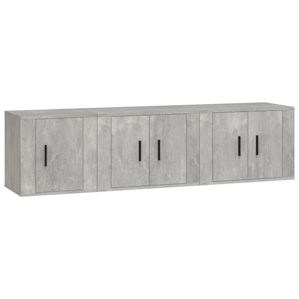 3 Piece TV Cabinet Set Concrete Grey Engineered Wood